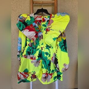 Christopher John Rogers x Target Yellow Floral Long Sleeve Ruffle Dress